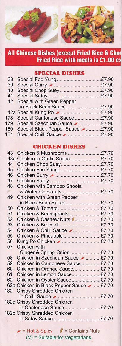 Menu of Golden Bay Chinese Rhyl