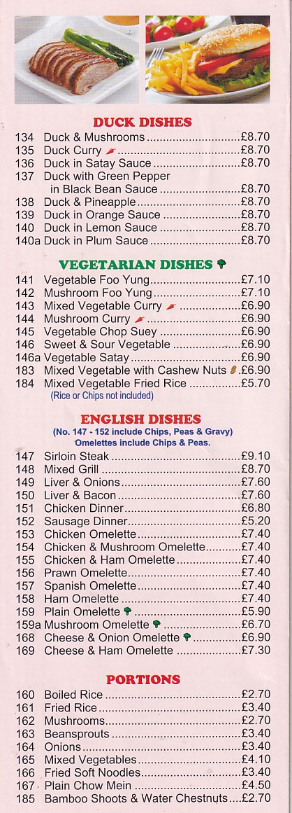 Menu of Golden Bay Chinese Rhyl