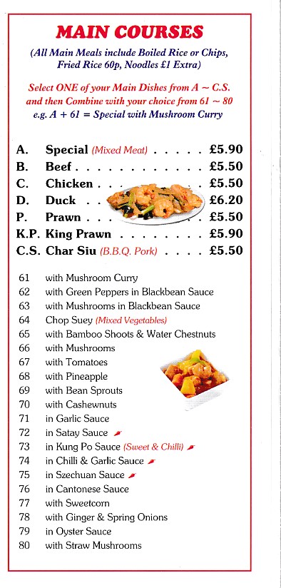 Menu of Golden Fry Chinese Rhyl