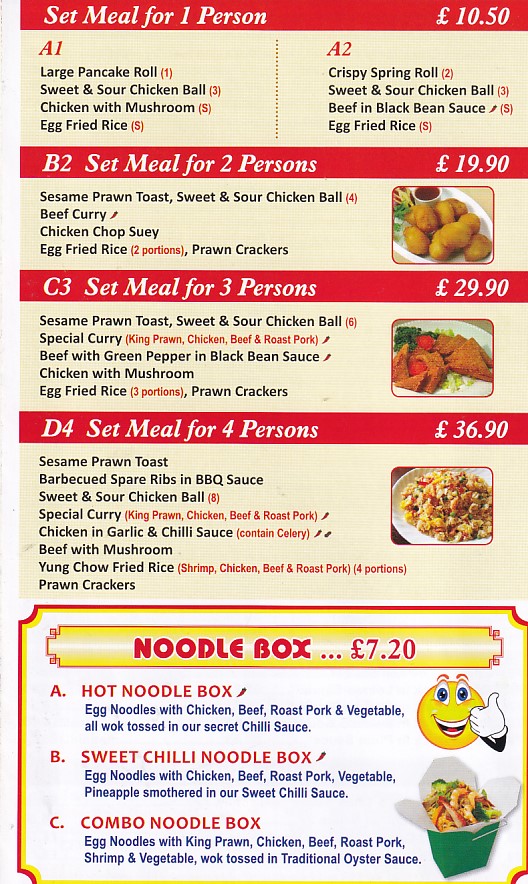 Menu of Panda Chinese Rhyl