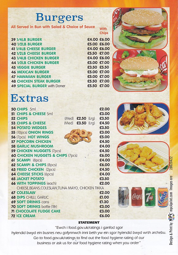 Menu of xxxxx