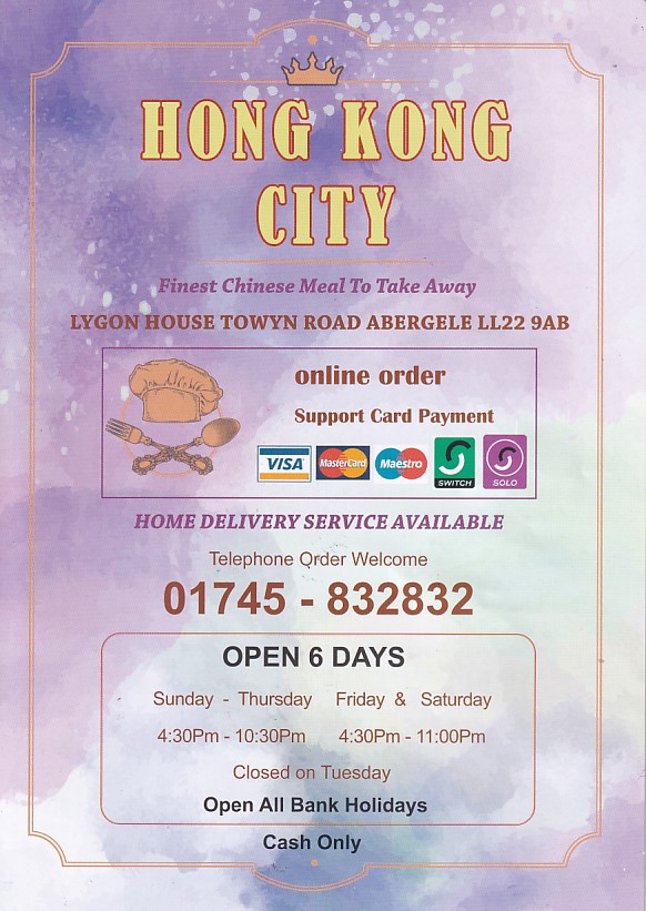 Menu of Hong Kong City Towyn