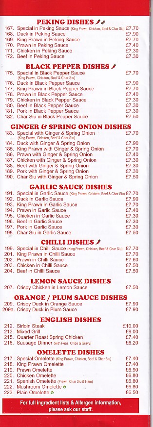 Pensarn Fish and Chips Menu