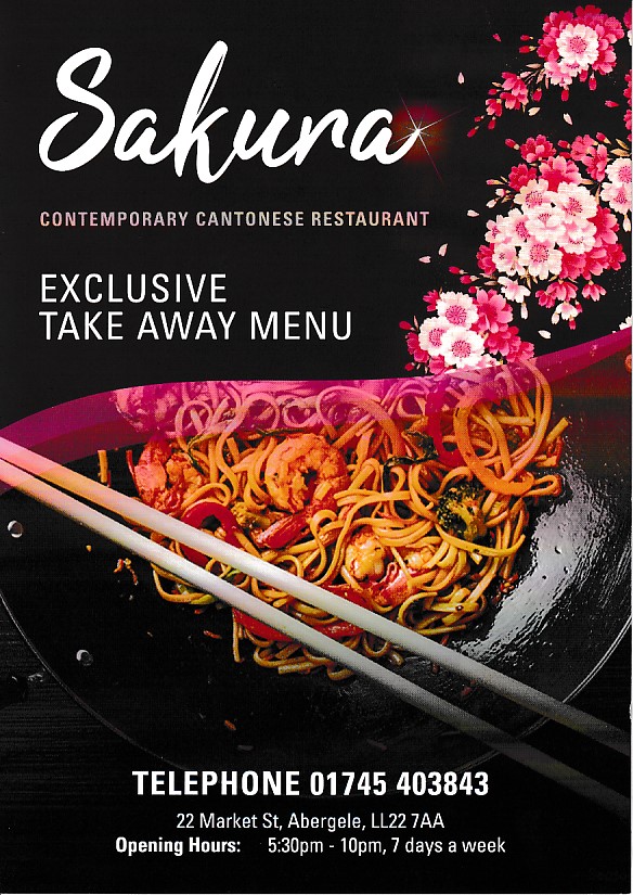 Menu of Sakura Cantonese Cuisine  Abergele