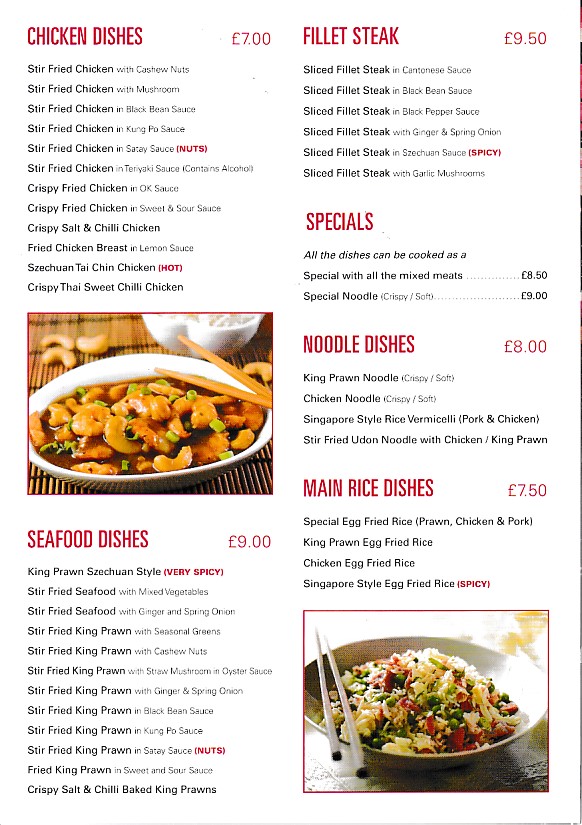 Menu of Sakura Cantonese Cuisine  Abergele