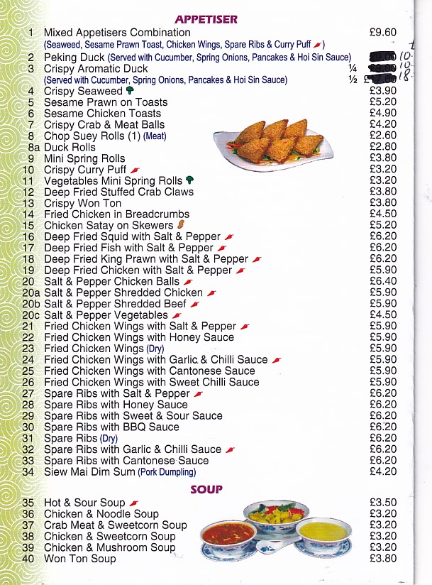 Menu of Top Wok chinese Abergele