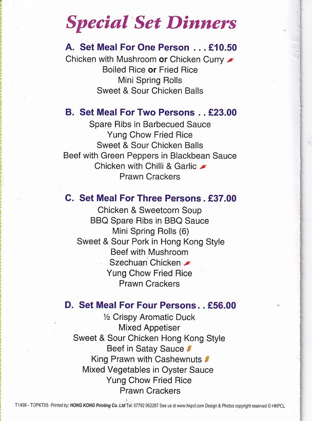 Menu of Top Wok chinese Abergele