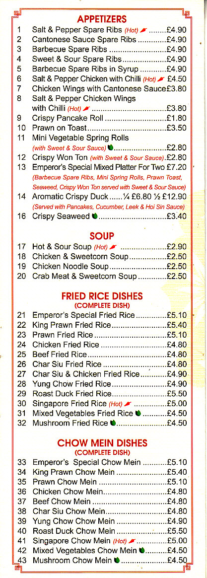 Emperor's Kitchen chinese in Rhos on Sea LL28