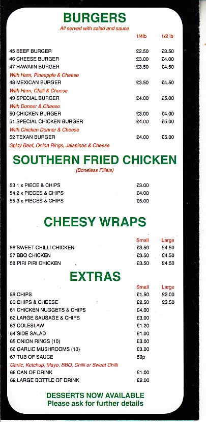 Godfather pizza Kebab menu in Llandudno LL30